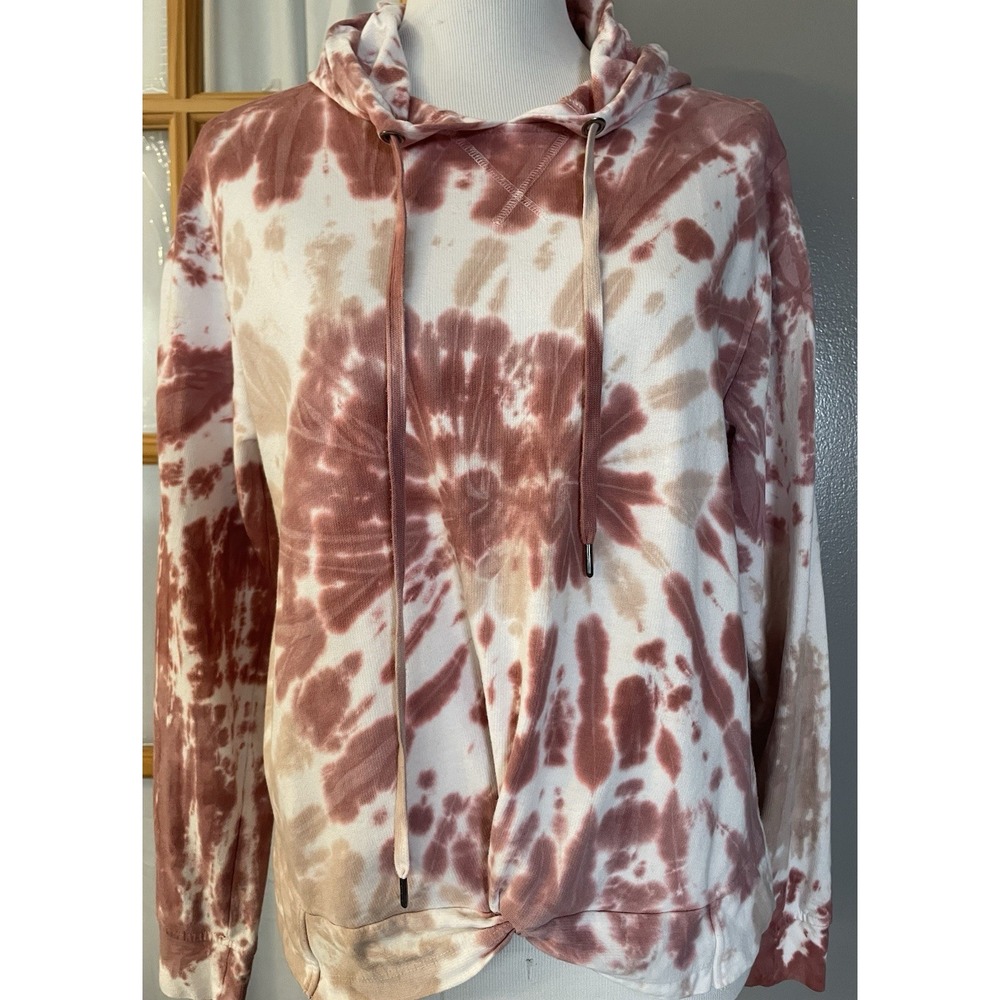 CC California Arizona Desert Hoodie Sz M Spiral Tie Dye Knotted Hem Red Retro